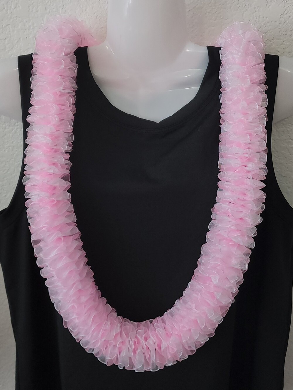 Handmade Pink Ruffled Lei Necklace - Women's Accessory
